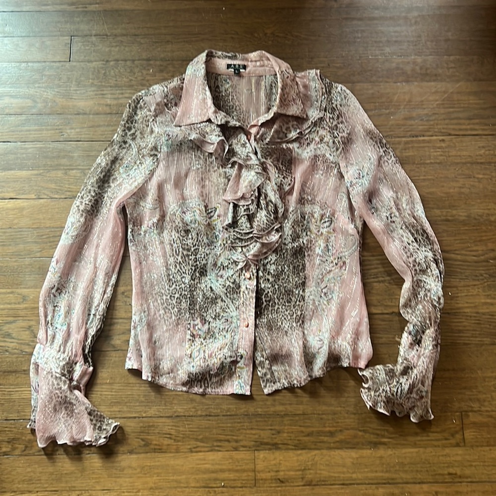 ABS by Allen Schwartz Sheer Blouse Large